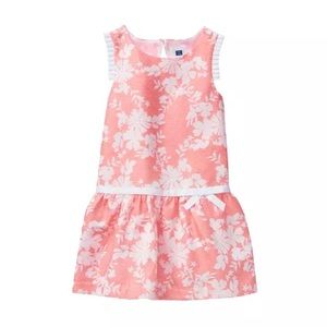 Janie and Jack Coral Pink Floral Dropwaist Dress